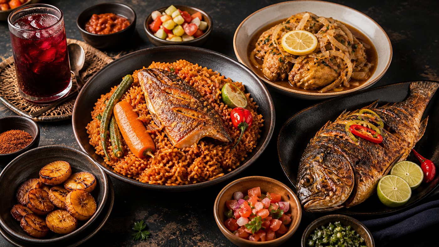 Plats sénégalais servis dans un restaurant